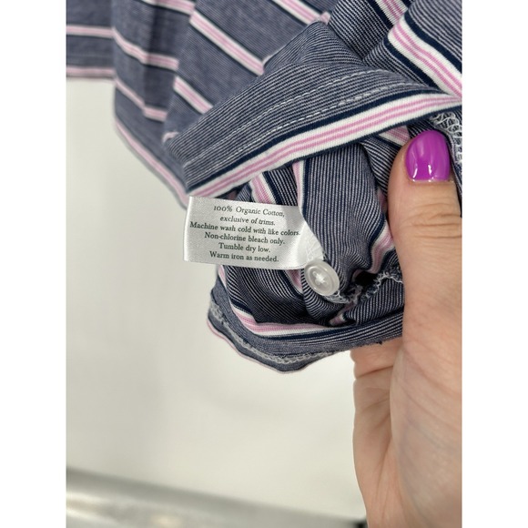 Criquet Short Sleeve Polo Shirt Striped Pocket 100% Organic‎ Cotton Mens Large - Picture 4 of 7